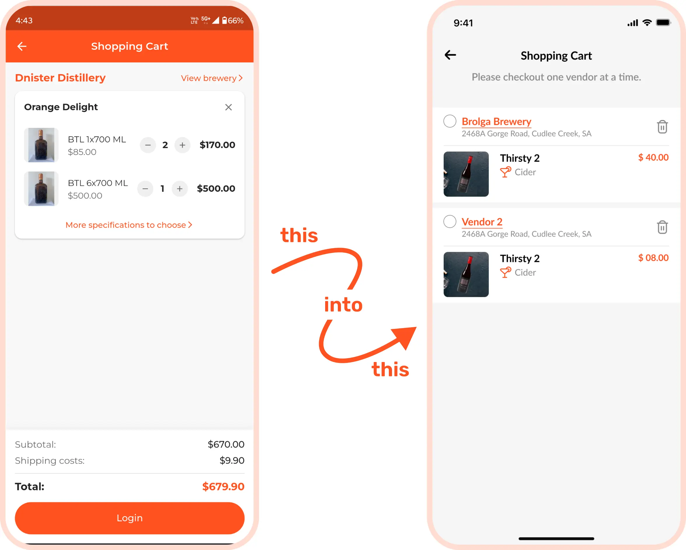 Cart Screen UI